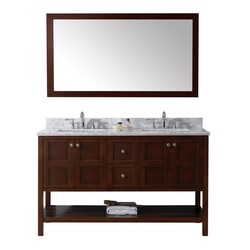 VIRTU USA ED-30060-WM WINTERFELL 60 INCH DOUBLE BATH VANITY WHITE MARBLE TOP WITHOUT FAUCET