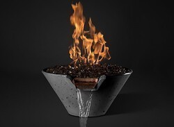 SLICK ROCK KCC22CPSCCEI CASCADE 22 INCH CONICAL FIRE ON GLASS WITH ELECTRIC IGNITION AND COPPER SCUPPER