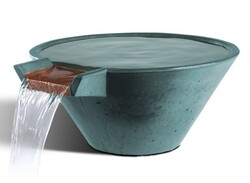 SLICK ROCK KCC22CSPC CASCADE 22 INCH CONICAL WATER BOWL WITH COPPER SPILLWAY