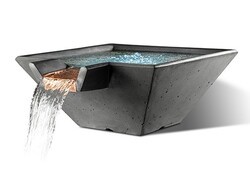 SLICK ROCK KCC34SSPC CASCADE 34 INCH SQUARE WATER BOWL WITH COPPER SPILLWAY