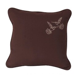 INSPIRED VISIONS 1011-02251600 16 INCH FLYING HUMMINGBIRD EMBROIDERY PILLOW - CANVAS BAY BROWN