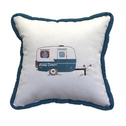 INSPIRED VISIONS 1018-01260214 18 INCH HAPPY CAMPER EMBROIDERY PILLOW - CANVAS
