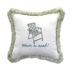 INSPIRED VISIONS 1018-01260215 18 INCH HAVE A SEAT EMBROIDERY PILLOW - CANVAS