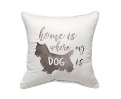 INSPIRED VISIONS 1018-01260224 18 INCH HOME IS WHERE MY YORKIE IS EMBROIDERY PILLOW - CANVAS