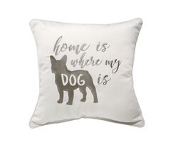 INSPIRED VISIONS 1018-01260225 18 INCH HOME IS WHERE MY BULLDOG IS EMBROIDERY PILLOW - CANVAS
