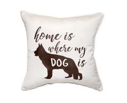 INSPIRED VISIONS 1018-01260226 18 INCH HOME IS WHERE MY SHEPHARD IS EMBROIDERY PILLOW - CANVAS