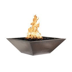 THE OUTDOOR PLUS OPT-103-SQ24 MAYA 24 INCH HAMMERED COPPER MATCH LIT FIRE BOWL