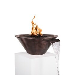 THE OUTDOOR PLUS OPT-101-24NWCB CAZO 24 INCH HAMMERED COPPER MATCH LIT FIRE AND WATER BOWL