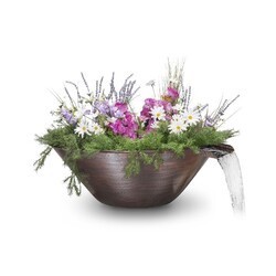 THE OUTDOOR PLUS OPT-31RCPW REMI 31 INCH HAMMERED PATINA COPPER PLANTER AND WATER BOWL