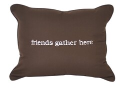 INSPIRED VISIONS 1017-01251601 14 INCH FRIENDS GATHER HERE EMBROIDERY PILLOW - CANVAS BAY BROWN