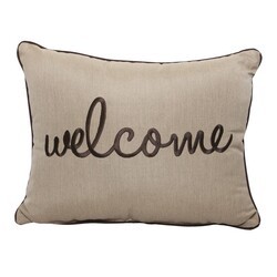 INSPIRED VISIONS 1017-01251902 16 INCH WELCOME EMBROIDERY HB PILLOW - CANVAS HEATHER BEIGE