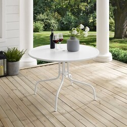 CROSLEY CO1012A-WH GRIFFITH 39 INCH OUTDOOR DINING TABLE - WHITE SATIN