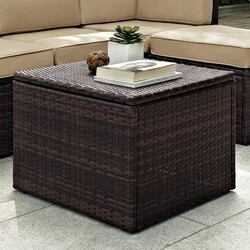 CROSLEY CO7202-BR PALM HARBOR 23 INCH OUTDOOR WICKER COFFEE SECTIONAL TABLE - BROWN