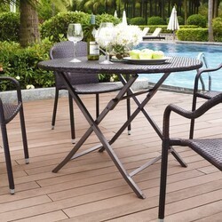CROSLEY CO7205-BR PALM HARBOR 41 INCH OUTDOOR WICKER FOLDING TABLE - BROWN