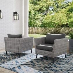 CROSLEY CO7318GY-CL RICHLAND 31 3/4 INCH 2-PIECE OUTDOOR WICKER ARMCHAIR SET - CHARCOAL