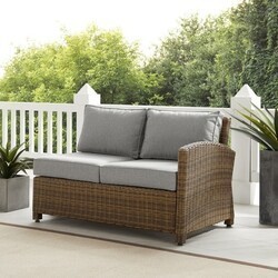 CROSLEY KO70015WB BRADENTON 52 3/4 INCH OUTDOOR WICKER SECTIONAL RIGHT SIDE LOVESEAT WITH WEATHERED BROWN FRAME