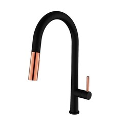 BARCLAY KFS432-MBRG GYPSY 16 INCH SINGLE HOLE DECK MOUNT KITCHEN FAUCET WITH PULL-DOWN SPRAY AND LEVER HANDLE - MATTE BLACK AND ROSE GOLD