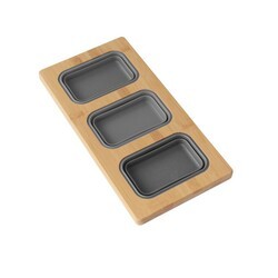 AZUNI A908 8 1/2 INCH WORKSTATION SINK BAMBOO SERVING BOARD SET WITH 3 COLLAPSIBLE CONTAINERS