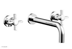 PHYLRICH DWL137-10 BASIC 10 INCH THREE HOLES WIDESPREAD WALL BATHROOM FAUCET WITH BLADE CROSS HANDLES