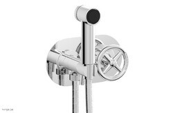 PHYLRICH 220-64 WORKS 4 INCH TWO HOLES WALL MOUNT BIDET FAUCET WITH WHEEL HANDLE
