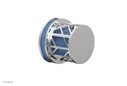 PHYLRICH 222-35-043 JOLIE 2 3/8 INCH WALL MOUNT ROUND HANDLE VOLUME CONTROL OR DIVERTER TRIM WITH LIGHT BLUE ACCENTS