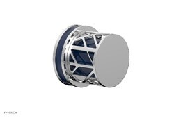 PHYLRICH 222-35-044 JOLIE 2 3/8 INCH WALL MOUNT ROUND HANDLE VOLUME CONTROL OR DIVERTER TRIM WITH NAVY BLUE ACCENTS