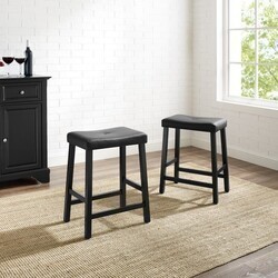 CROSLEY CF500224 SADDLE SEAT 18 5/8 INCH TRANSITIONAL DESIGN UPHOLSTERED 2-PIECE COUNTER STOOL SET