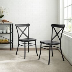 CROSLEY CF500620-MB CAMILLE 19 1/4 INCH FRENCH INDUSTRIAL DESIGN 2-PIECE METAL CHAIR SET - MATTE BLACK