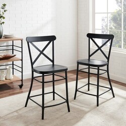 CROSLEY CF500624-MB CAMILLE 19 1/4 INCH FRENCH INDUSTRIAL DESIGN 2-PIECE COUNTER STOOL SET - MATTE BLACK