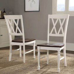 CROSLEY CF501018-WH SHELBY 17 3/4 INCH TRADITIONAL DESIGN 2-PIECE DINING CHAIR SET - DISTRESSED WHITE