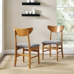 CROSLEY CF6021 LANDON 19 3/4 INCH MID-CENTURY MODERN DESIGN 2-PIECE WOOD DINING CHAIRS WITH UPHOLSTERED SEAT