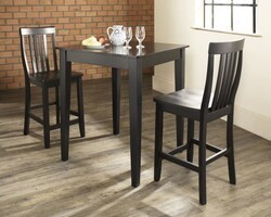 CROSLEY KD320007 PUB TRANSITIONAL DESIGN 3-PIECE DINING SET WITH SCHOOL HOUSE STOOLS