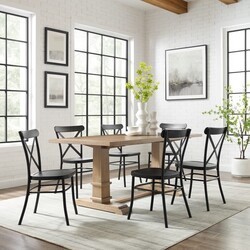 CROSLEY KF20008RB-MB JOANNA 123 INCH MODERN FARMHOUSE DESIGN 7-PIECE DINING SET WITH CAMILLE CHAIRS - MATTE BLACK