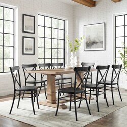 CROSLEY KF20009RB-MB JOANNA 123 INCH MODERN FARMHOUSE DESIGN 9-PIECE DINING SET WITH CAMILLE CHAIRS - MATTE BLACK