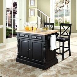 CROSLEY KF300063 OXFORD 47 3/4 INCH TRADITIONAL DESIGN KITCHEN ISLAND WITH X-BACK STOOLS