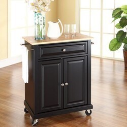 CROSLEY KF30021E COMPACT KITCHEN 31 INCH TRANSITIONAL DESIGN WOOD TOP KITCHEN CART