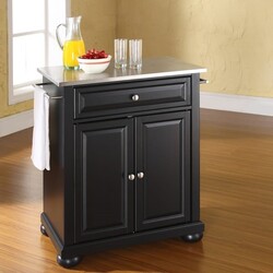CROSLEY KF30022A ALEXANDRIA 31 INCH TRANSITIONAL DESIGN STAINLESS STEEL TOP PORTABLE KITCHEN ISLAND OR CART