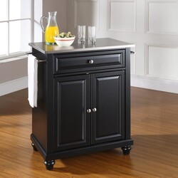 CROSLEY KF30022D CAMBRIDGE 31 INCH TRANSITIONAL DESIGN STAINLESS STEEL TOP PORTABLE KITCHEN ISLAND OR CART
