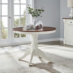 CROSLEY KF33100WH SHELBY 42 INCH TRADITIONAL DESIGN ROUND DINING TABLE - DISTRESSED WHITE