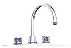 PHYLRICH 222-40-046 JOLIE 10 15/16 INCH THREE HOLES WIDESPREAD KNOB HANDLES DECK MOUNT TUB SET WITH PURPLE ACCENTS