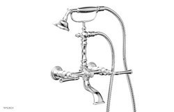 PHYLRICH K2393-09 BEADED 15 3/8 INCH WALL MOUNT EXPOSED TUB AND HAND SHOWER SET WITH LEVER HANDLES