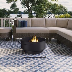 OVE DECORS 15PFP-BEDF28-CHDRY BEDFORD 28 INCH WOOD BURNING ROUND DARK CHARCOAL FIRE PIT