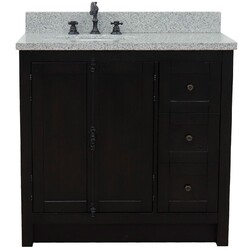 BELLATERRA 400100-37-GYO PLANTATION 37 INCH SINGLE VANITY WITH GRAY GRANITE TOP AND OVAL BASIN