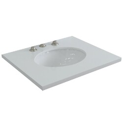 BELLATERRA 430001-25-WEO 25 INCH WHITE QUARTZ COUNTERTOP WITH SINGLE OVAL SINK