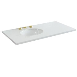 BELLATERRA 430001-43-WEO 43 INCH WHITE QUARTZ COUNTERTOP WITH SINGLE OVAL SINK