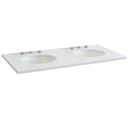 BELLATERRA 430001-49D-WEO 49 INCH WHITE QUARTZ COUNTERTOP WITH DOUBLE OVAL SINK