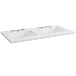 BELLATERRA 430002-49D-WER 49 INCH WHITE QUARTZ COUNTERTOP WITH DOUBLE RECTANGLE SINK