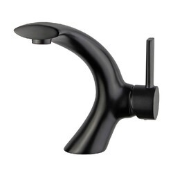 BELLATERRA 10165T2-NB-W BILBAO 7 1/4 INCH SINGLE HOLE STANDARD FIXED DECK BATHROOM FAUCET WITH LEVER HANDLE - BLACK