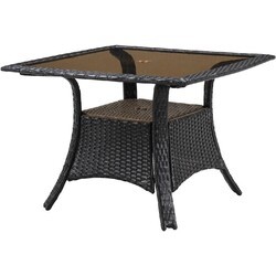 HANOVER 140-TQ STRATHMERE 41 INCH SQUARE GLASS TOP WOVEN DINING TABLE - BLACK
