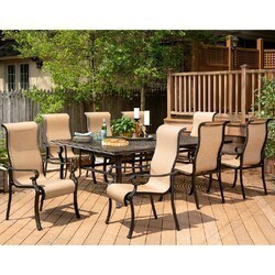 HANOVER BRIGDN9PC BRIGANTINE 9-PIECE DINING SET WITH XL CAST-TOP DINING TABLE AND 8 SLING-BACK DINING CHAIRS